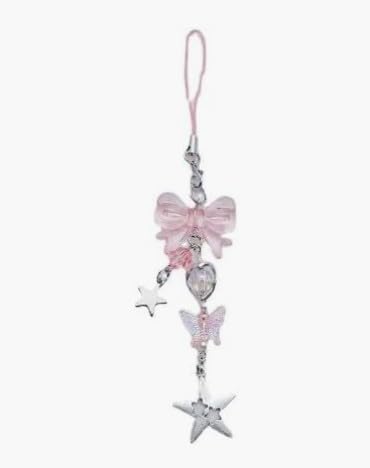 1Pc Pink Bow and Butterfly Phone Charms Cute Acrylic Aesthetic Cell Phone Charm Strap Kawaii Butterfly Star Phone Chain Lanyard Accessories for Phone Bag Keychain Camera Pendants Decor Convenient to CarryCell Phone Charms Elloria 🩷