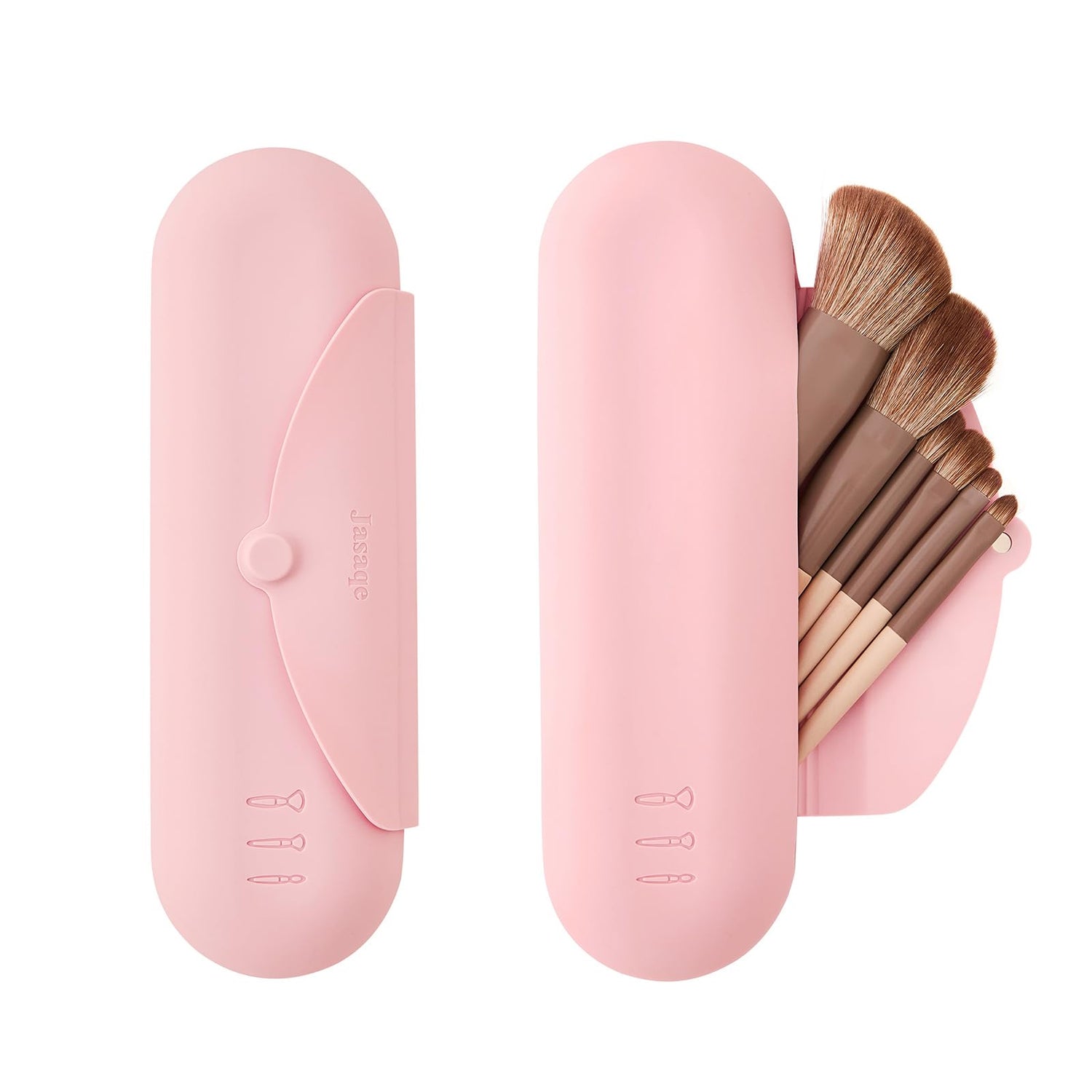 JASAQE Silicone Makeup Brush HolderTravel Makeup Brush Bag Case Makeup Brush Organizer Cosmetic Bag Portable Makeup Pouch Travel Essentials Elloria 🩷