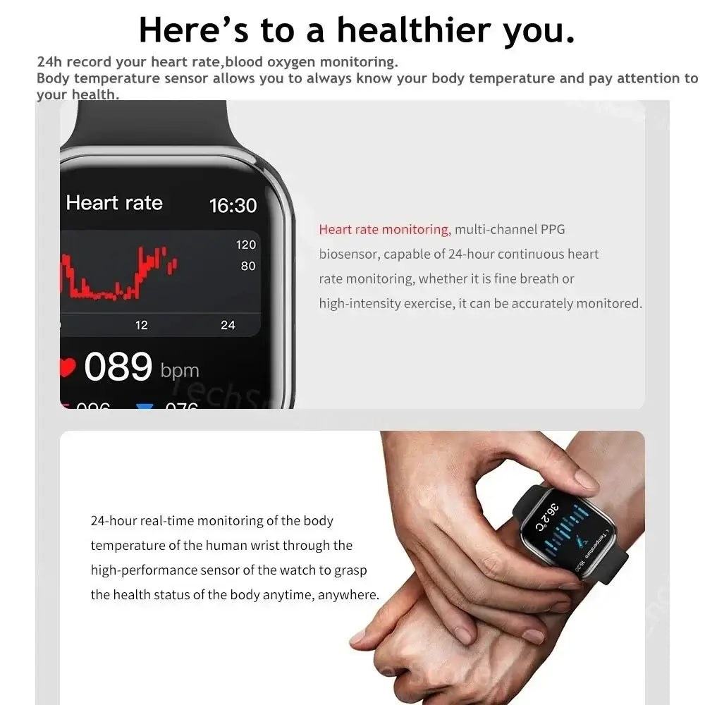Series 9 Bluetooth Smart Watch – Fitness Tracker for Men & Women (Black) OBA