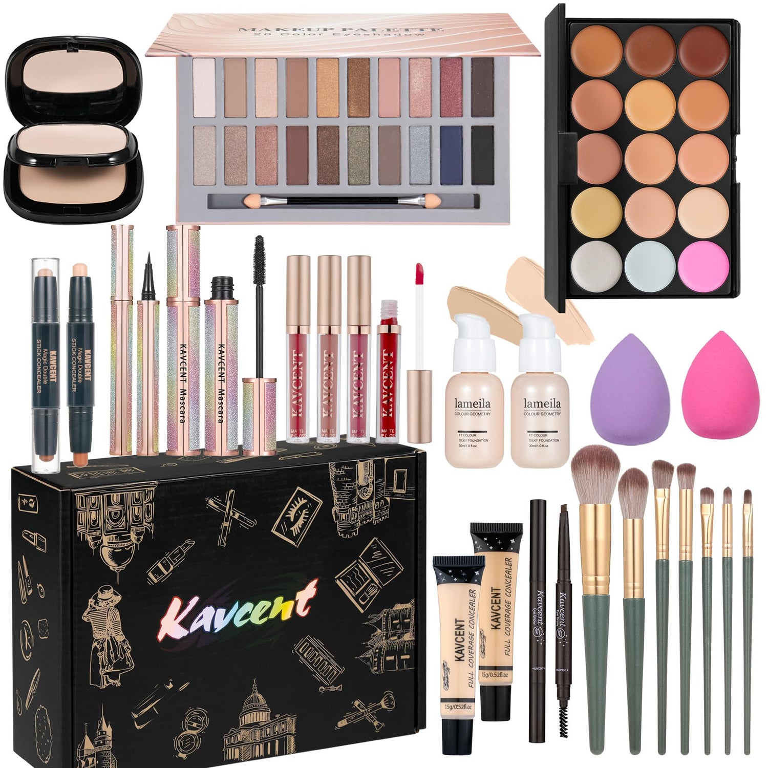 Makeup Set Makeup Kit for Women Full Kit Makeup Sets for Teens Women Gift Eyeshadow Palette Lipgloss Foundation concealer Makeup Kits forTeenager Elloria 🩷