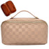 Cessfle Travel Makeup Bag Checkered Makeup Bag Large Capacity Cosmetic Bag Parallel Makeup Bag Large Makeup Bags for Women with Handle and Divider Elloria 🩷