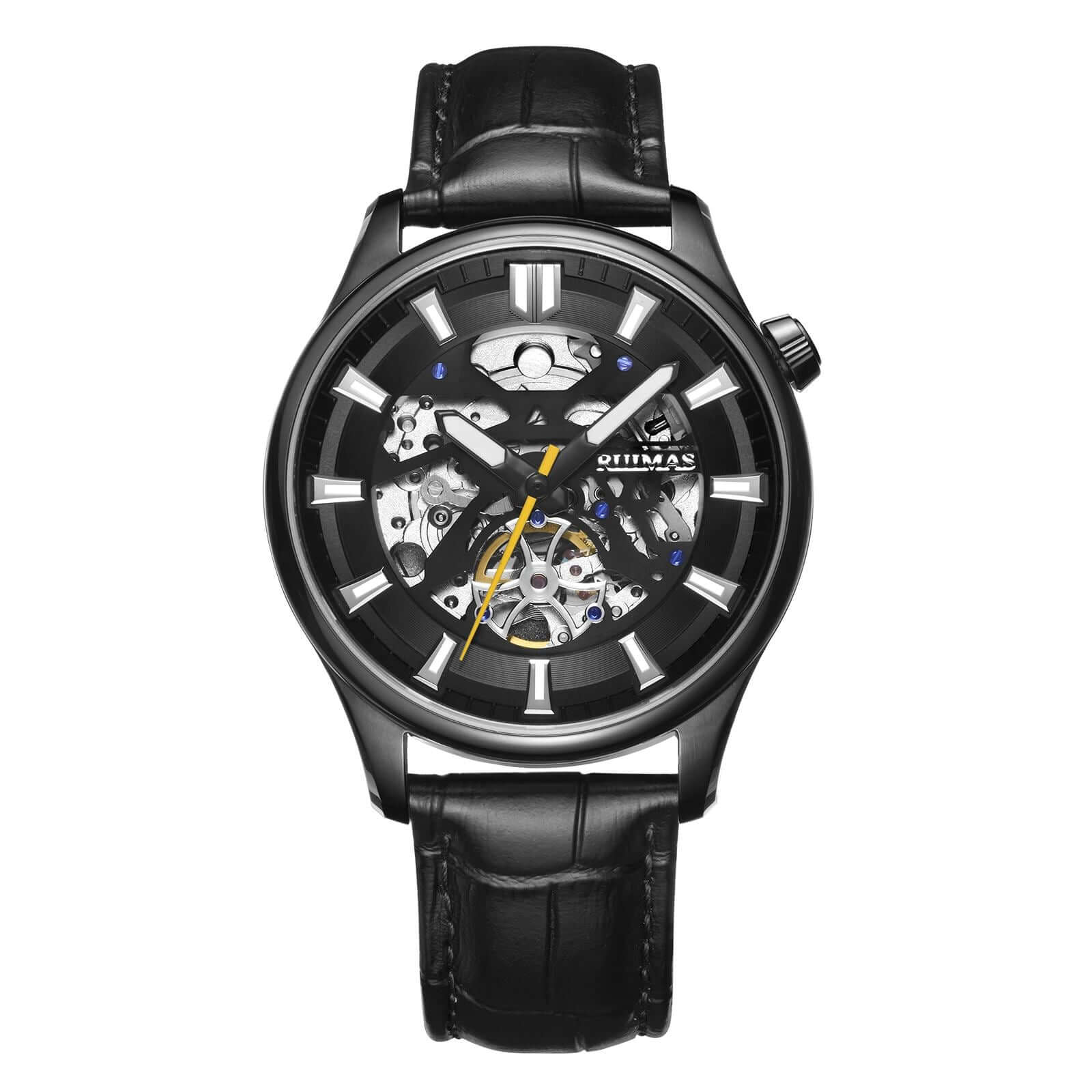 Men’s Automatic Mechanical Leather Watch – Skeleton Dial MEGIR WATCH GROUP