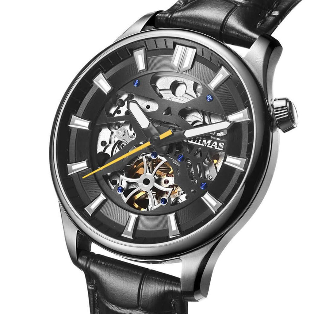 Men’s Automatic Mechanical Leather Watch – Skeleton Dial MEGIR WATCH GROUP