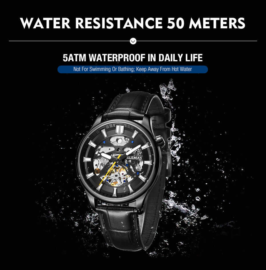 Men’s Automatic Mechanical Leather Watch – Skeleton Dial MEGIR WATCH GROUP