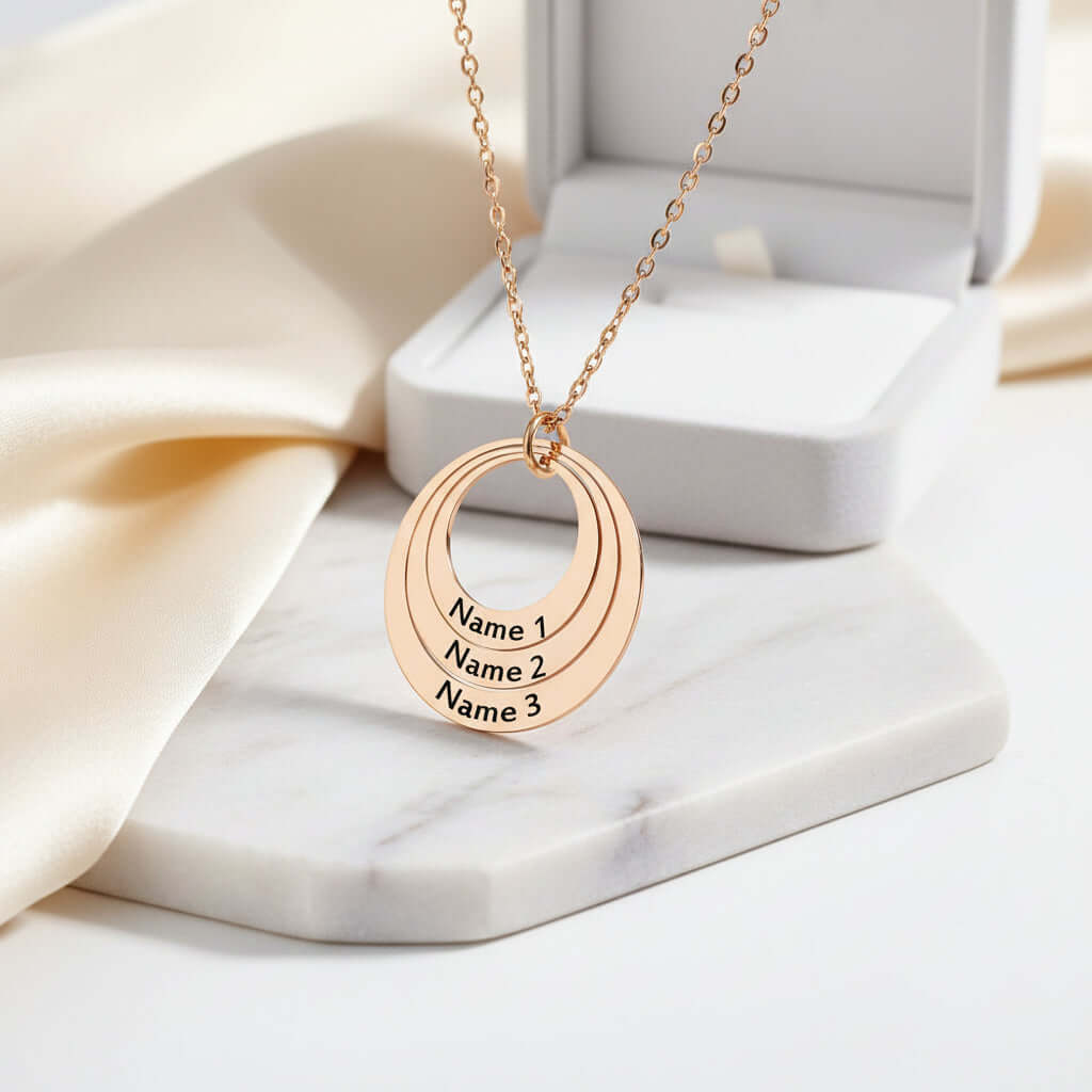 Custom Name Necklace Personalized Stainless Steel Triple Name Pendant Hadi Craft- CJ