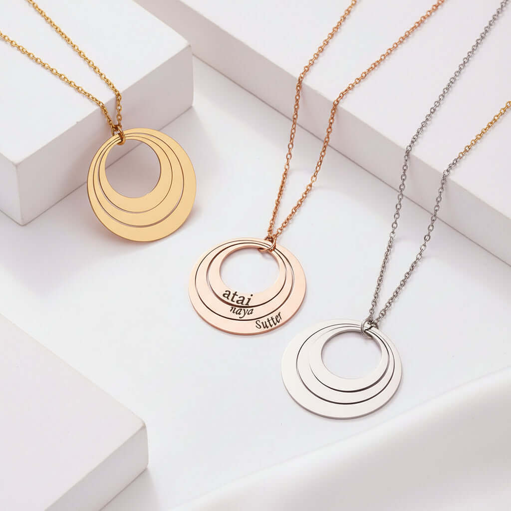 Custom Name Necklace Personalized Stainless Steel Triple Name Pendant Hadi Craft- CJ