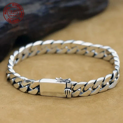 Silver 8mm Cuban Link Bracelet – Classic Punk Style Jewelry for Men NNEOBA