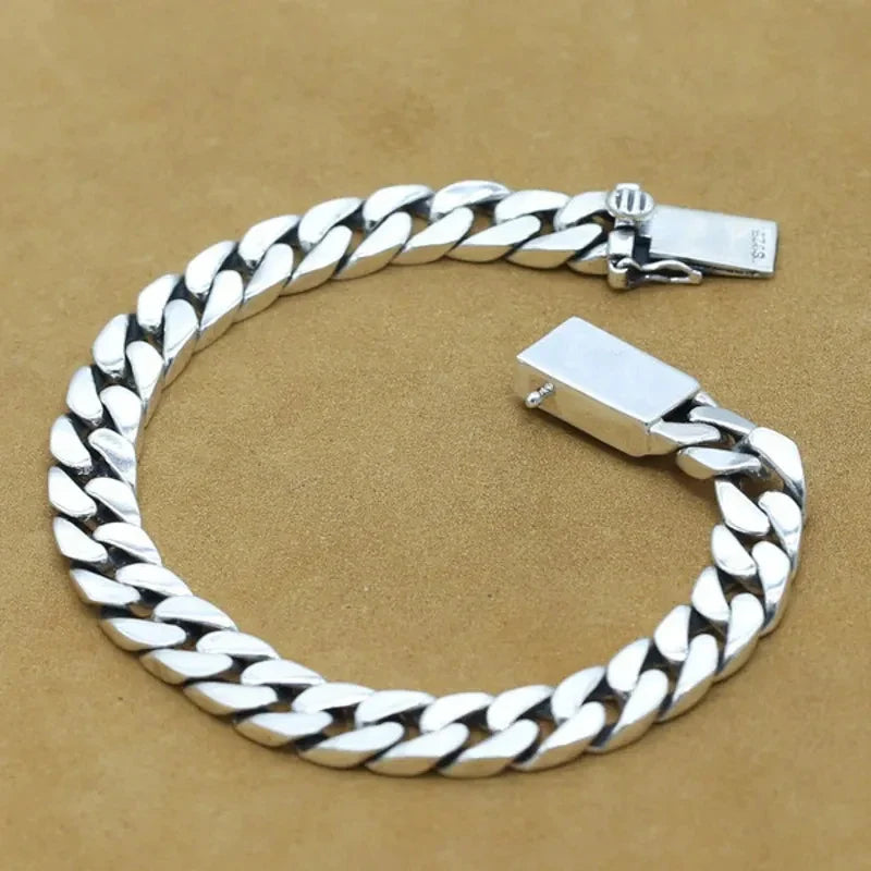 Silver 8mm Cuban Link Bracelet – Classic Punk Style Jewelry for Men NNEOBA