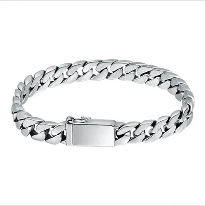 Silver 8mm Cuban Link Bracelet – Classic Punk Style Jewelry for Men NNEOBA