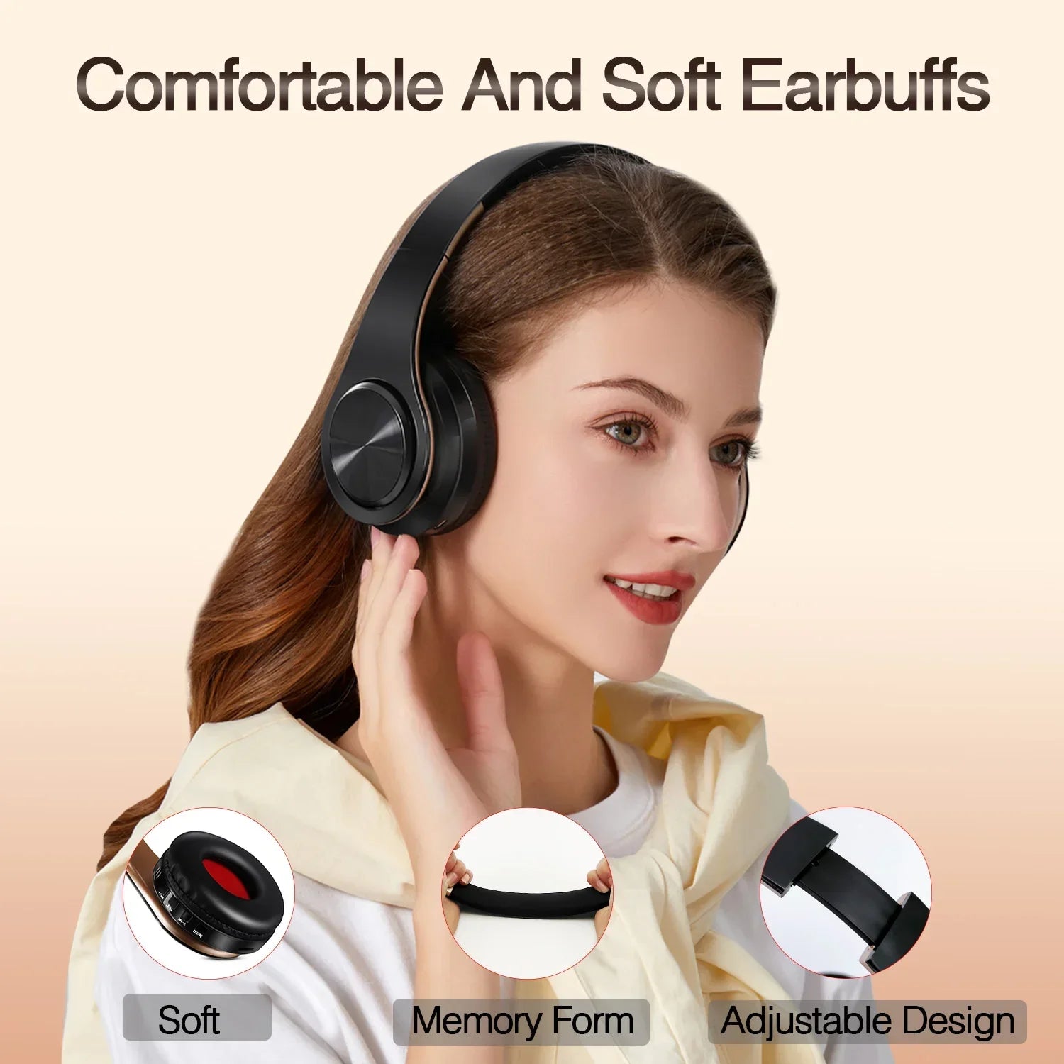 Wireless Bluetooth Headphones Gold CAN