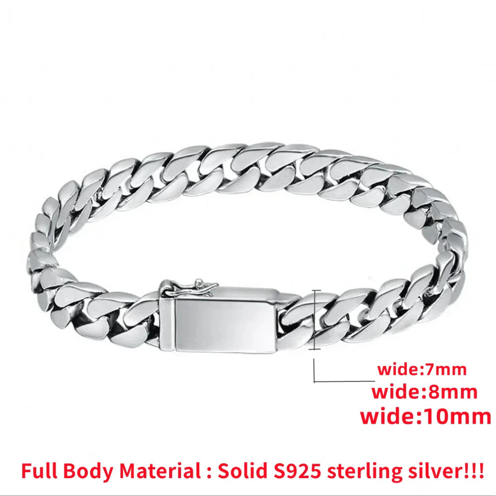 Silver 8mm Cuban Link Bracelet – Classic Punk Style Jewelry for Men NNEOBA