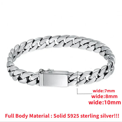 Silver 8mm Cuban Link Bracelet – Classic Punk Style Jewelry for Men NNEOBA