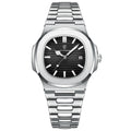 Men’s Stainless Steel Square Quartz Watch – Waterproof (Black) OBA