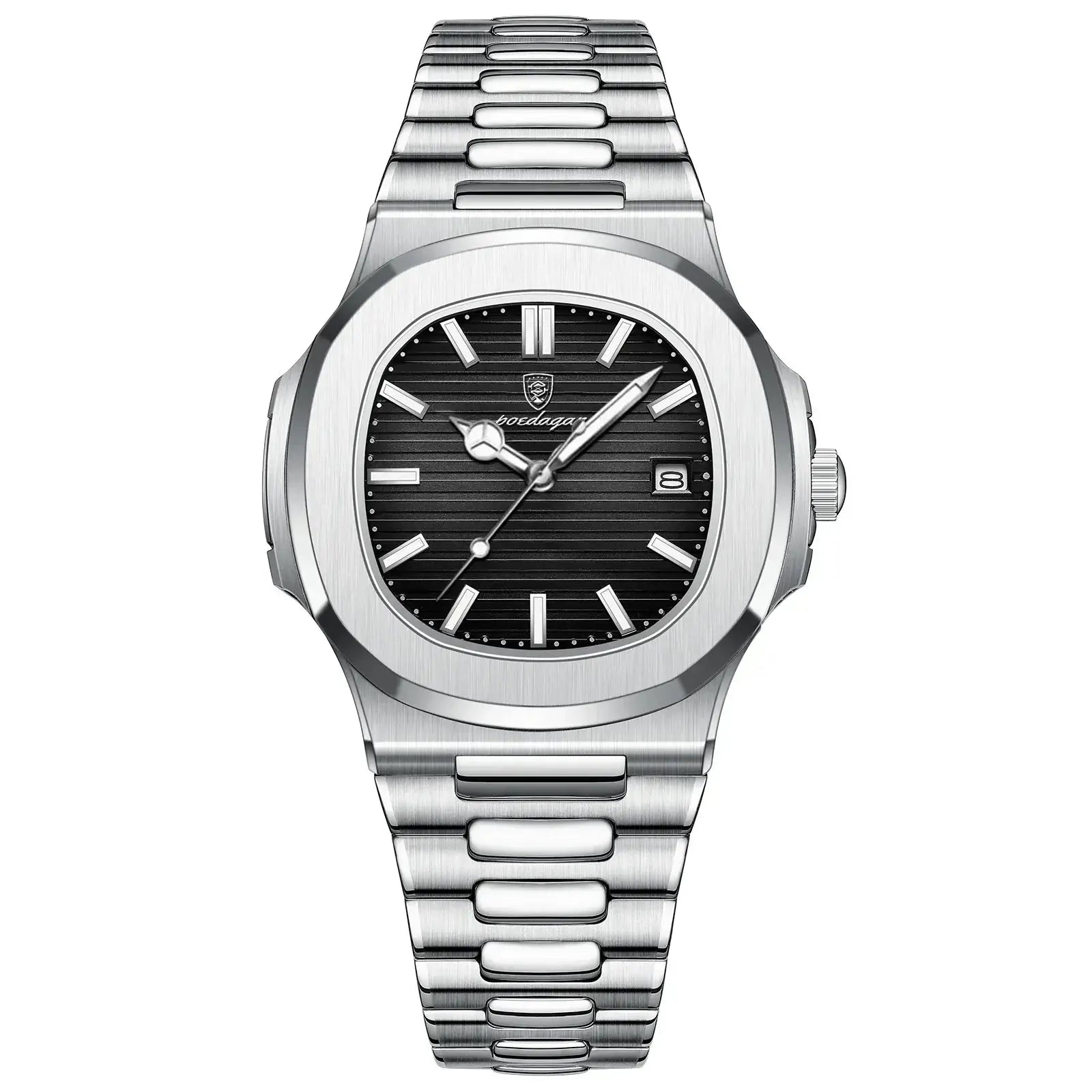 Men’s Stainless Steel Square Quartz Watch – Waterproof (Black) OBA