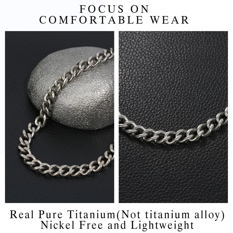 Pure Titanium Curb Chain Necklace for Men &amp; Women – Hypoallergenic Lightweight Jewelry NNEOBA