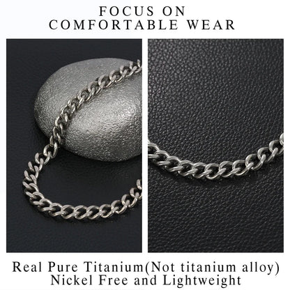 Pure Titanium Curb Chain Necklace for Men &amp; Women – Hypoallergenic Lightweight Jewelry NNEOBA