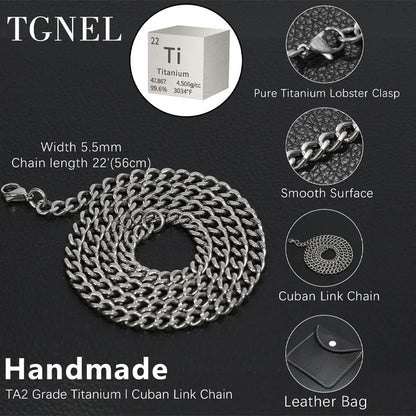 Pure Titanium Curb Chain Necklace for Men &amp; Women – Hypoallergenic Lightweight Jewelry NNEOBA