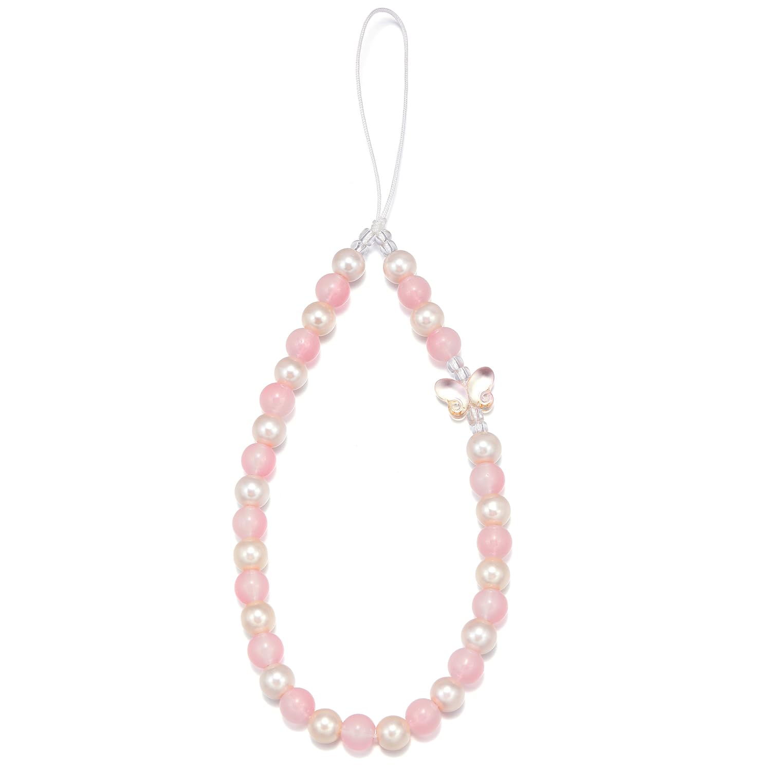 Cosace Phone Charms Beaded Phone Strap Phone Chain Butterfly Phone Wristlet Cute Bag Charm Y2k keychain Cell Phone Lanyards for Women PC-Bfly-Bead-Pink Elloria 🩷