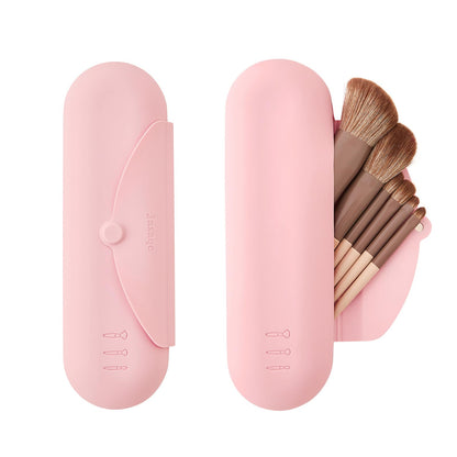 JASAQE Silicone Makeup Brush HolderTravel Makeup Brush Bag Case Makeup Brush Organizer Cosmetic Bag Portable Makeup Pouch Travel Essentials Elloria 🩷