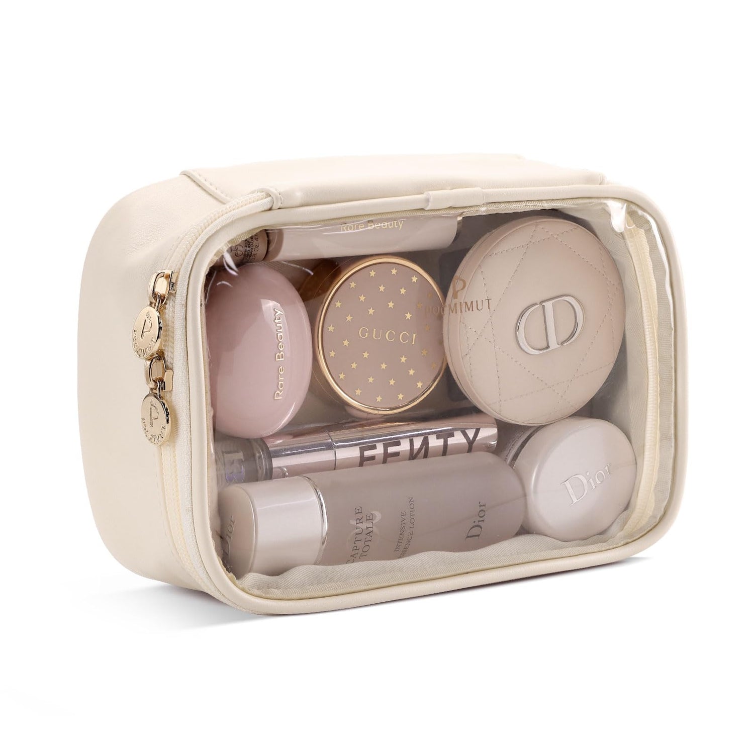 Pocmimut Makeup BagSmall Makeup Bag Clear Travel Makeup Bag Car Accessories Storage for WomenTravel Essentials OrganizersBeige Elloria 🩷